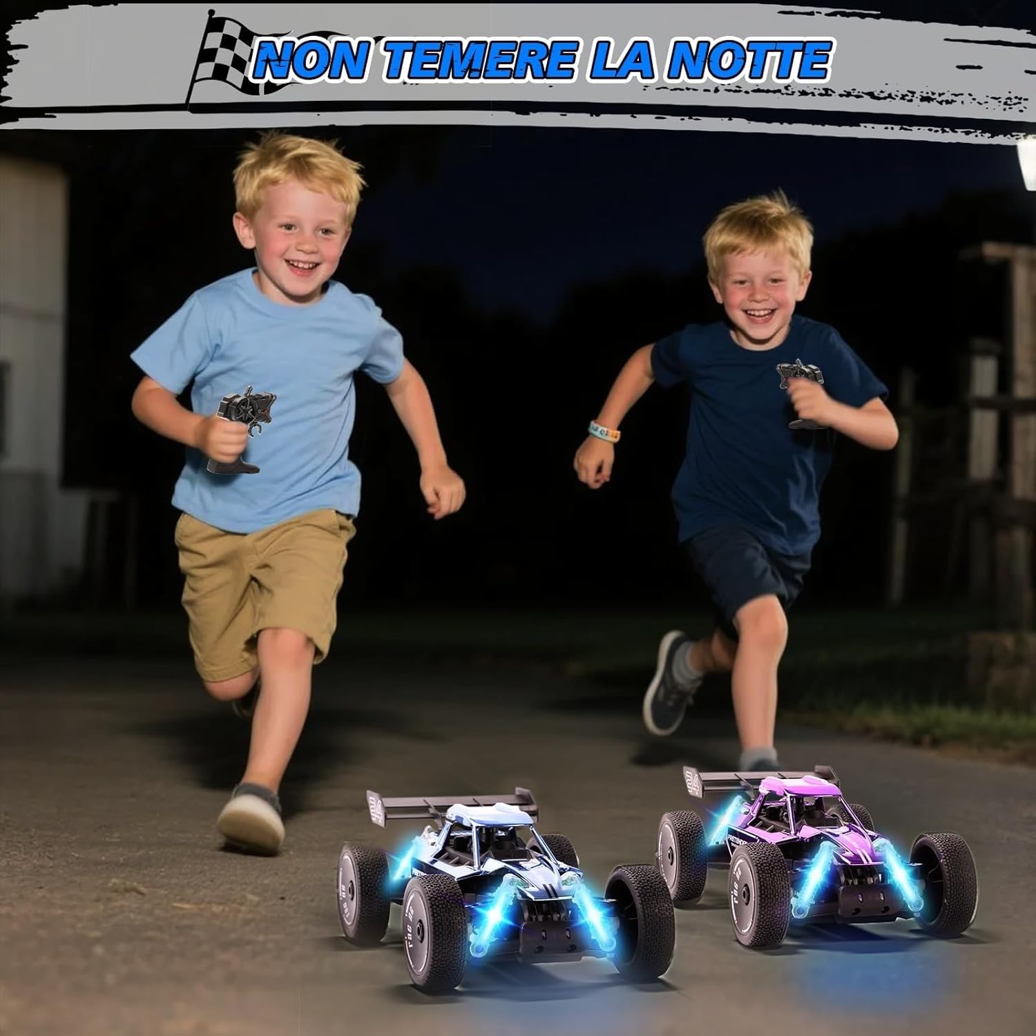 Auto telecomandata 1:18 per adulti, auto radiocomandata da 2,4 GHz con luce LED e funzione spray, camion telecomandato da 15 km/h per regalo di compleanno per adulti(Blue)