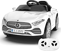 BOBIKE 12V Kids Ride On Car with 2.4G Remote Control - Electric Battery Toy Car for 1-3 Year Olds, LED Lights, Safety Belt, Double Doors (White)