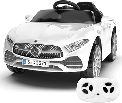 Auto de paseo para niños de 12 V con control remoto de 2.4 G, automóvil eléctrico alimentado por batería, puertas dobles, cinturón de seguridad de 5