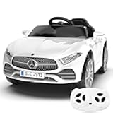 12V Kids Ride On Car with 2.4G Remote Control,Battery Powered Electric Car Ride On Vehicle Double Doors, 5 Point Safety Belt,LED Light (SC-White)