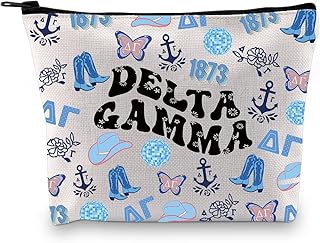 DG Gift Greek Sorority Gift Sorority Graduation Gift Big Little Sorority Cosmetic Bag Sorority Recruitment Del-ta Gam-ma Makeup Bag (D Gam Bag)