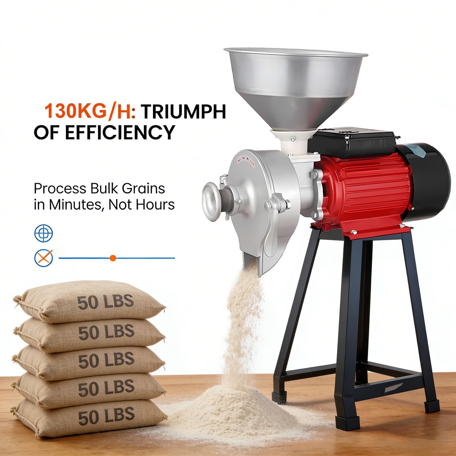 Broyeur de Grains Électrique Sec et Humide pour Famille et Ferme - Moulin pour Faire de la Farine et du Lait de Soja - Machine à Broyer le Maïs et le Riz avec Haute Efficacité