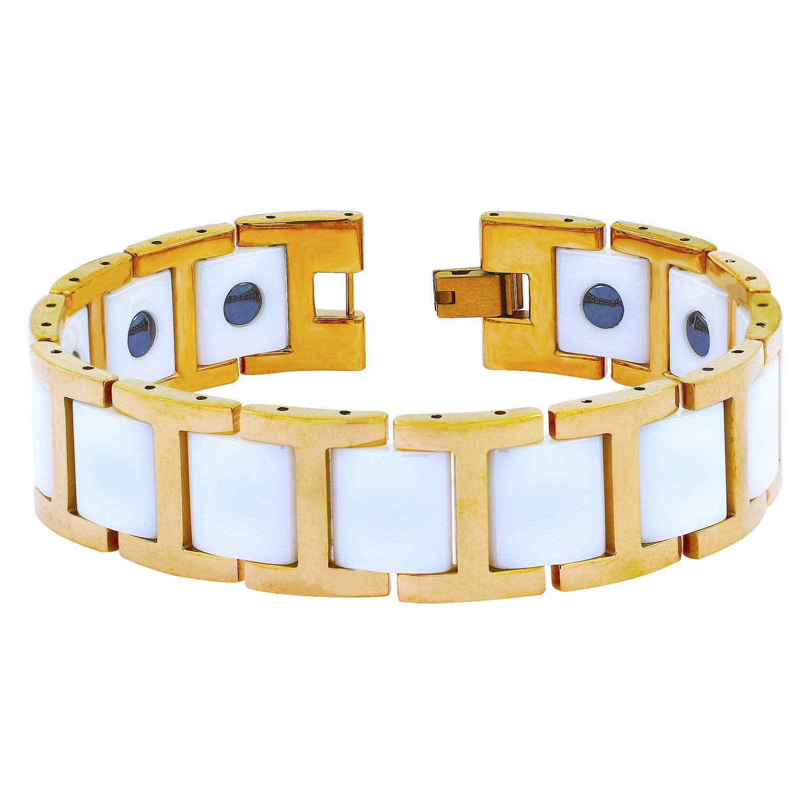 ZIVOM® Tungsten Carbide Rose Gold White Ceramic Magnetic Therapy Health Energy Bracelet for Men (B08BWP8PM8) Amazon Price History, Amazon Price Tracker