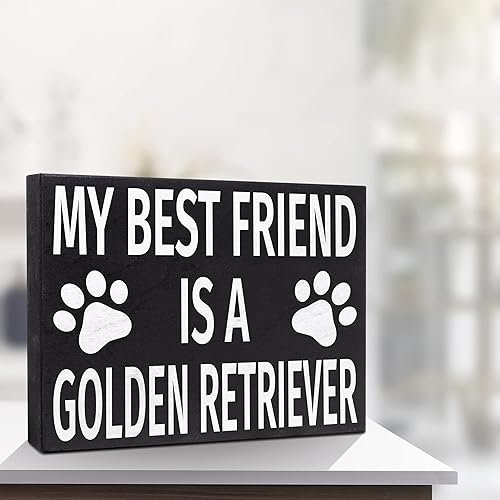 Miniatura 6 de JennyGems Regalos de Golden Retriever, letrero de madera con texto en inglés «My Best Friend is a Golden Retriever», «Golden Retriever Dog Mom»,