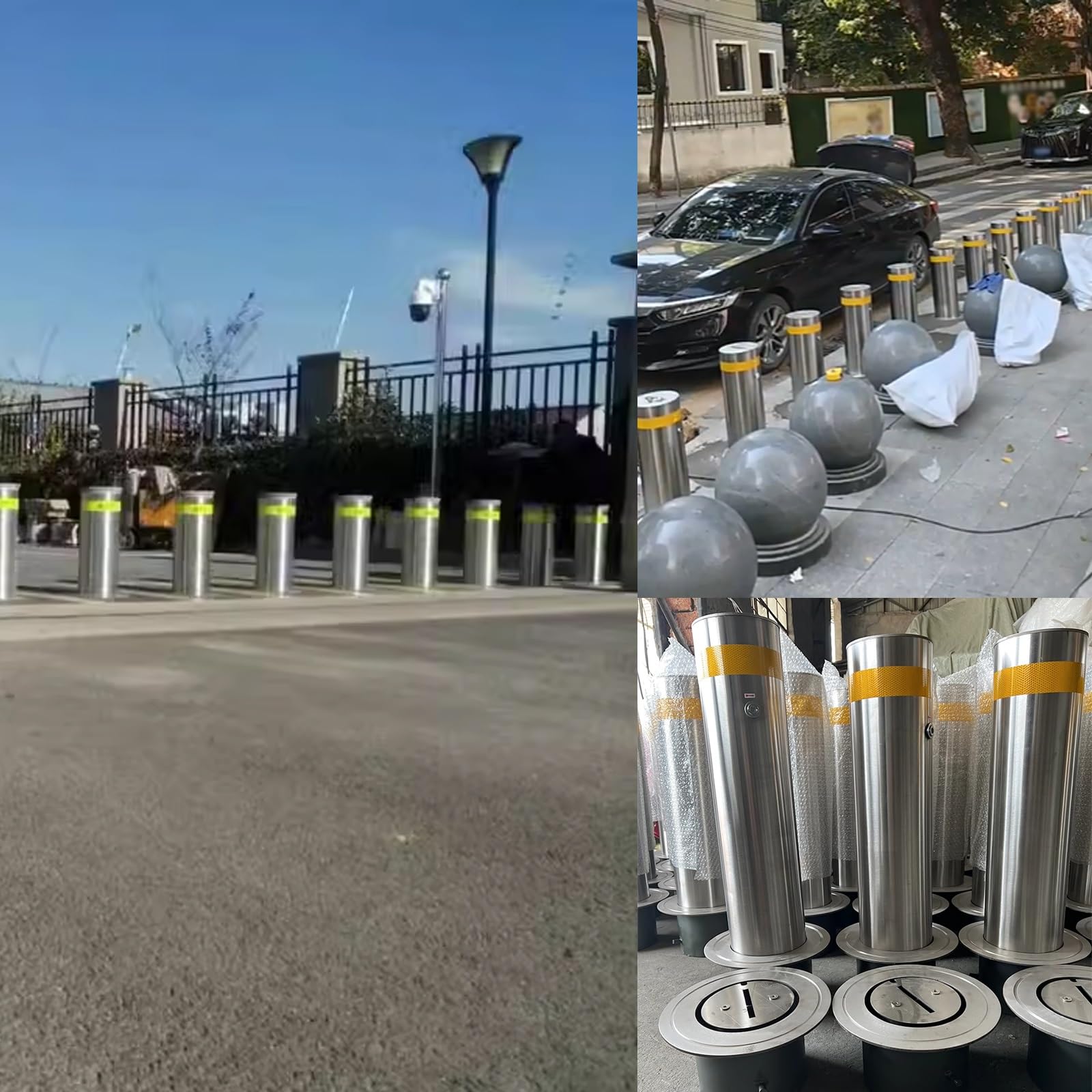 Schwerlast-Sicherheitspoller aus Stahl – Parksperre für Einfahrten, Garagenparkplätze, Verkehrssicherheits-Warnsäule, Parkbarriere (Silber, 2 Stück)