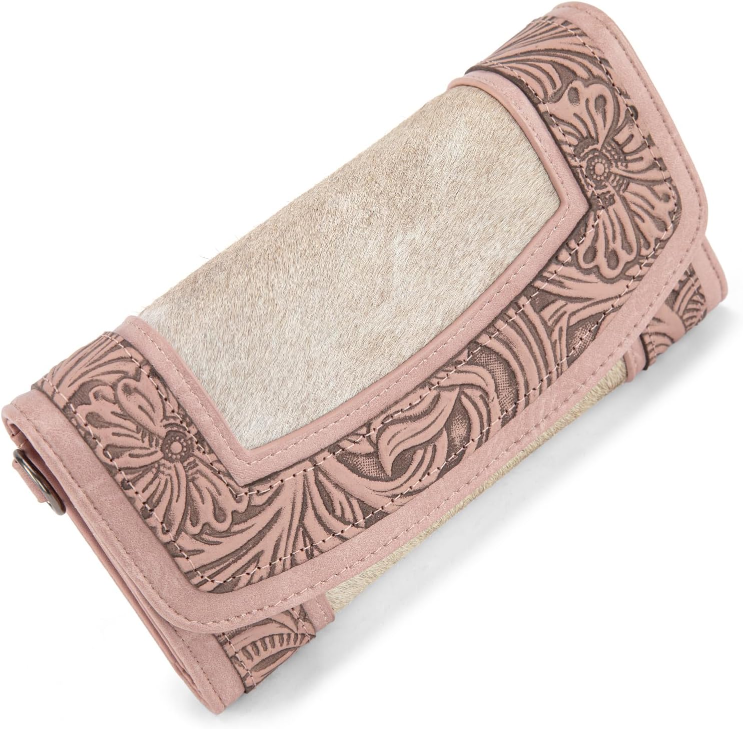 Montana West Wristlet Wallets for Women Western Floral Tooled Cowhide Wallets Large Capacity Trifold Wallet with ID Window - Image 5
