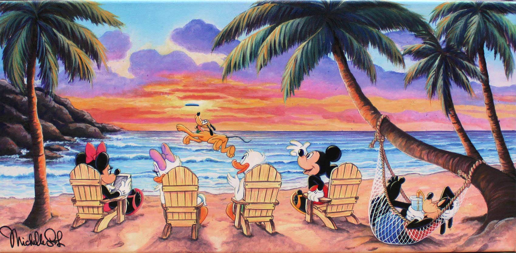 ディズニー絵画 ミッキーマウス/ビーチでの美しい一日【限定1500部