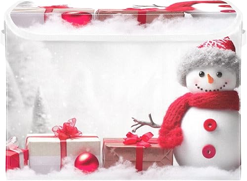 Miniatura 1 de Muñeco de nieve de invierno de Navidad (11) contenedores plegables para ropa, contenedores de almacenamiento de tela con asa reforzada, contenedores
