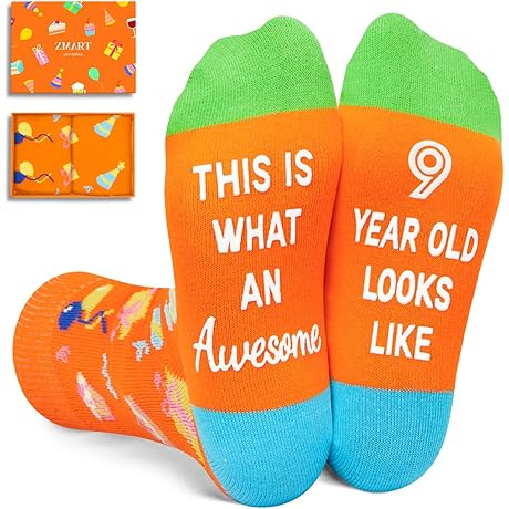 Zmart 9th Birthday Socks: Unique Gifts for 9 Year Old Boys and Girls