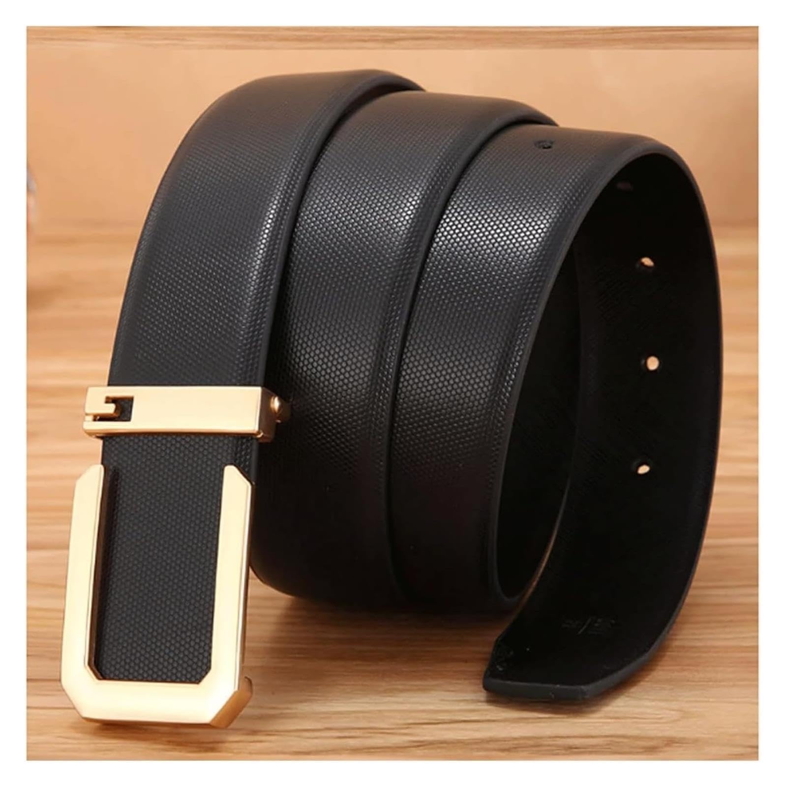 Cinturones para hombre, Cinturones enteros de piel vacuno for hombre Cinturón con hebilla lisa