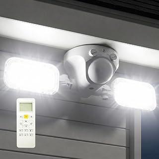 10000LM Motion Sensor Outdoor Lights, Remote Control, Dimmable | 320° 72FT, Dusk to Dawn, IP65, 5000K, Hardwired Wall & Eave Mount Outdoor Flood Light LED Security Lights 2 Head, Yard Garage