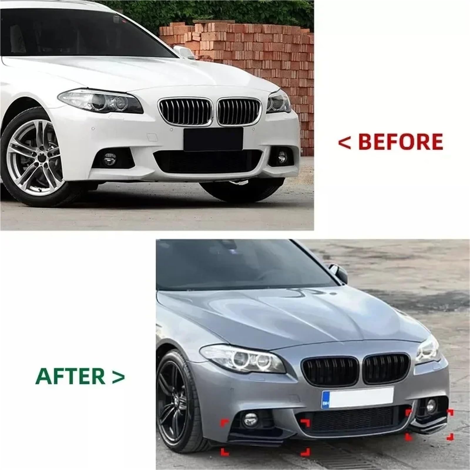 Spoiler dachowy tylny spojler Przedni zderzak Spoiler zderzaka Narożnik Splitter do BMW serii 5 F10 F11 M Sport 520i 530 2010-2016 DiffuserKits(Carbon Fiber Look)