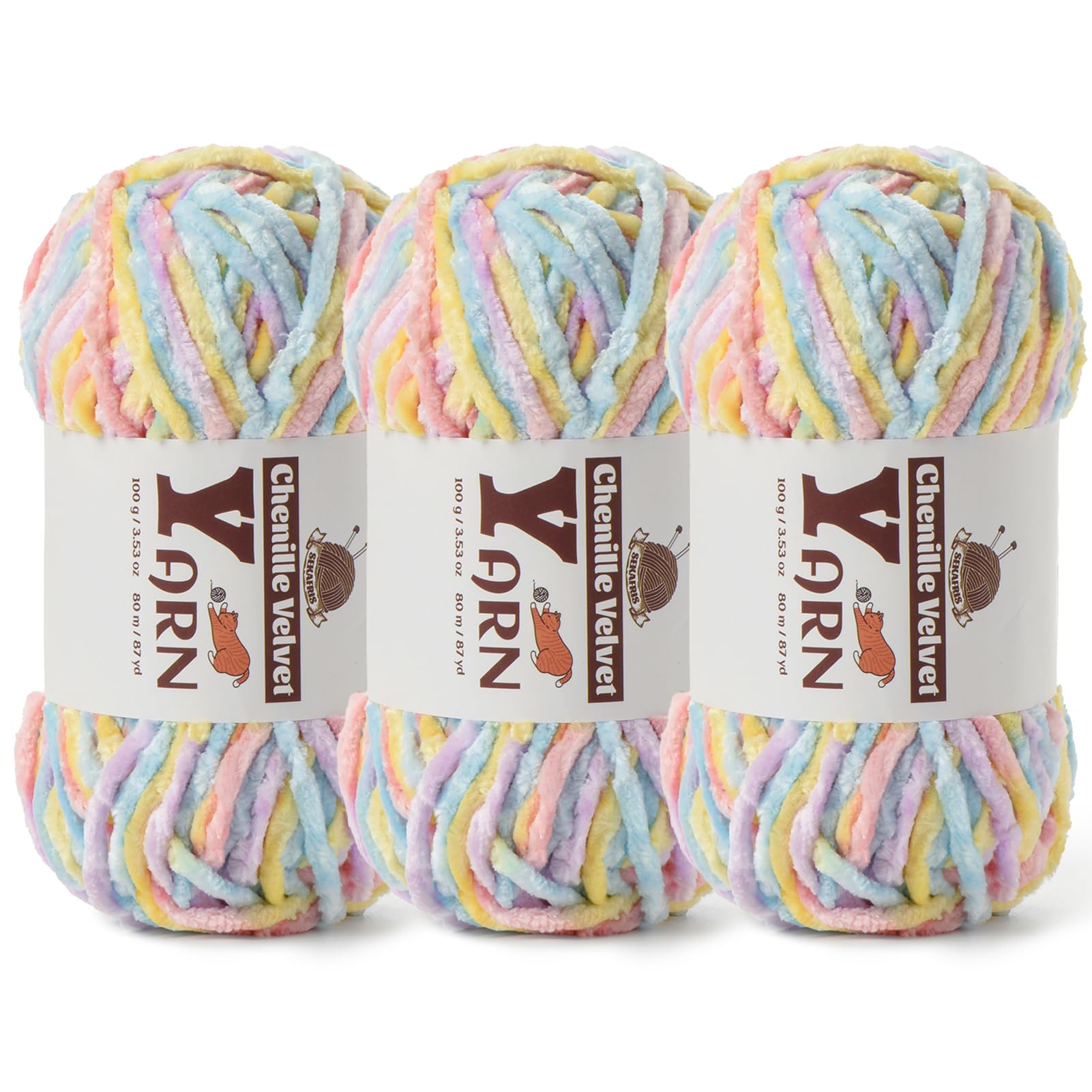 Chenille Crochet Macaron Yarn 3 Pack