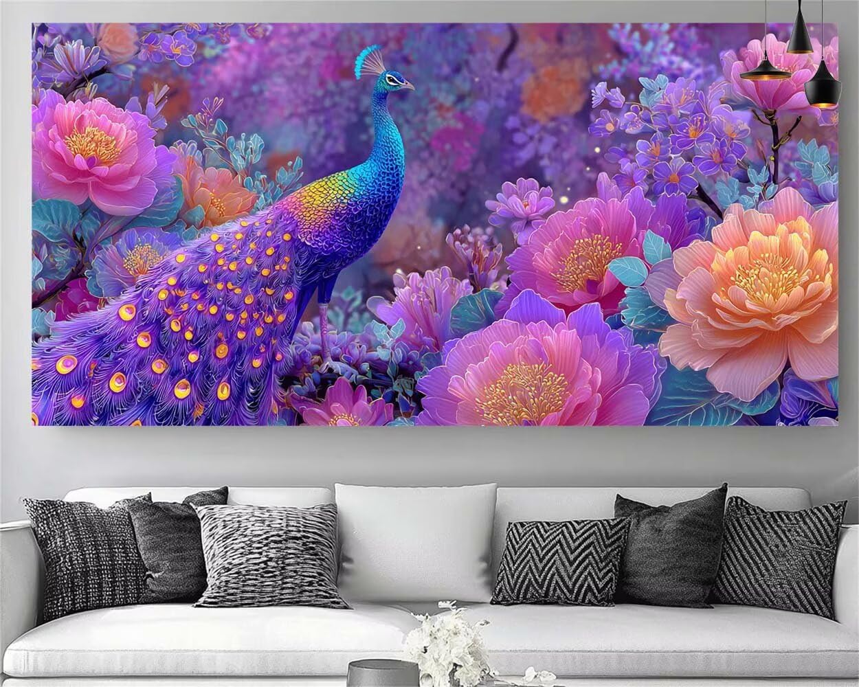 Diamond Painting Fleur Paon Grand Format 80x240cm Broderie Diamant 5D - 8