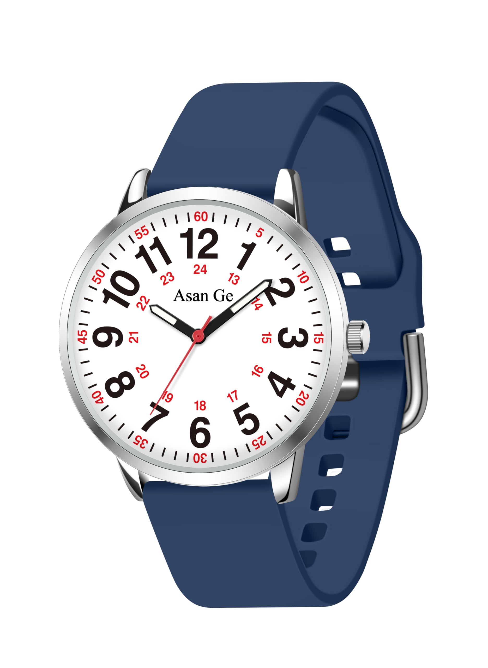 Asan GE Reloj de Enfermera para Enfermeras, Profesionales médicos, Estudiantes, médicos, Mujeres, Hombres, Reloj Impermeable, Hora Militar de 24 Horas, Luminoso, Esfera fácil de Leer con