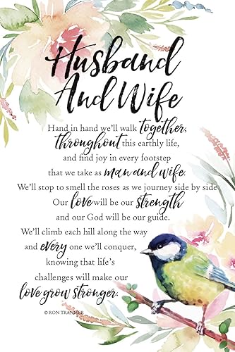 DEXSA Placa de madera para marido y esposa con citas inspiradoras de 6 x 9 pulgadas, marco elegante para decoración de pared y mesa | Caballete y