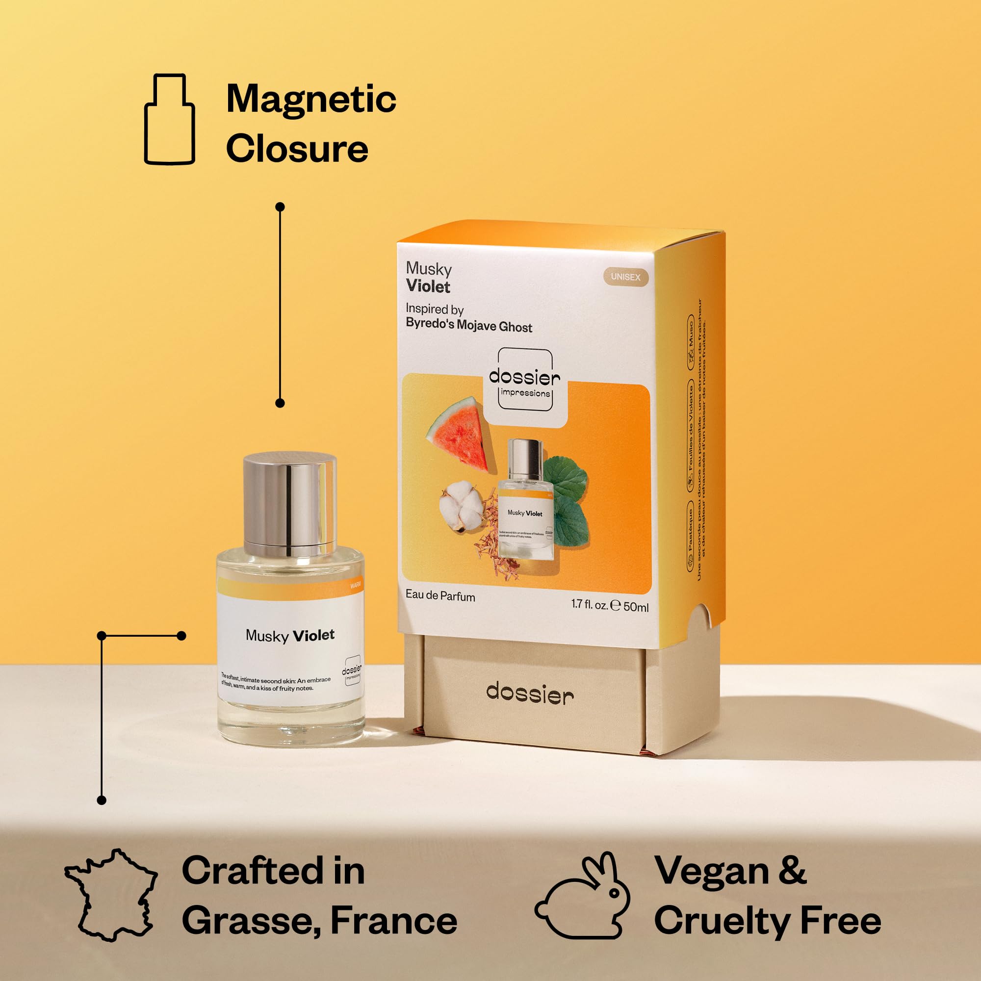 Dossier Musky Violet Eau de Parfum Unisex, Inspired by Mojave Ghost, 50ml