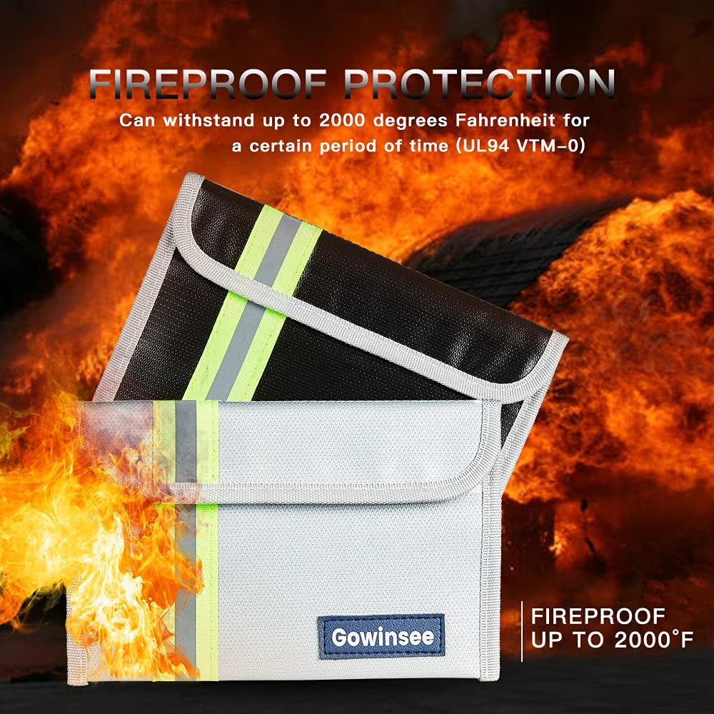 Fireproof Bag 2.0-2PACK 8"x 5" Fireproof Bag, Small Fireproof Money Bag, Cash Protecting Bag - Silicone Coating Fire & Water Resistant Safe Bag for Valuables - Money Passport Keys : Tools & Home Improvement