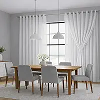 Cortina Voil de Linho 4,00m x 2,60m com Forro de Microfibra para Sala Quarto Casa - Divesas Cores e Medidas (Branca)