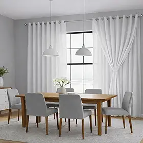Cortina Voil de Linho 4,00m x 2,60m com Forro de Microfibra para Sala Quarto Casa - Divesas Cores e Medidas (Branca)