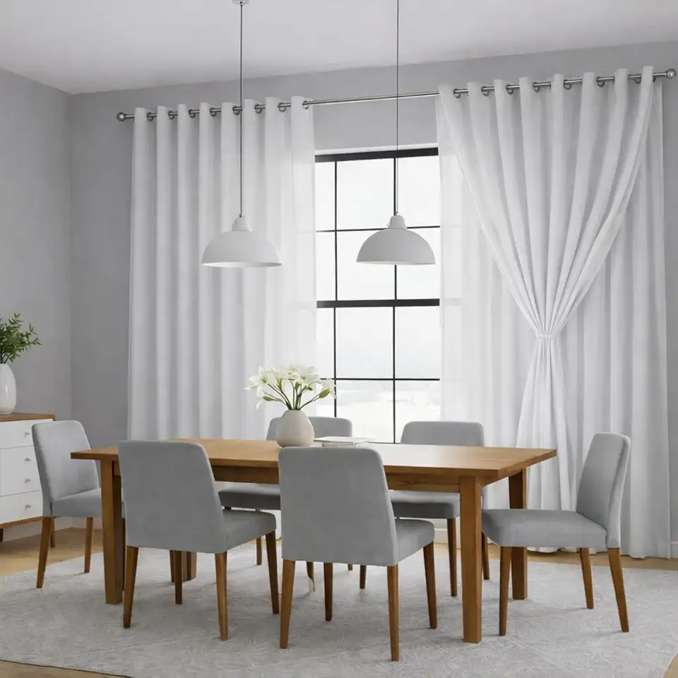 Cortina Voil de Linho 4,00m x 2,60m com Forro de Microfibra para Sala Quarto Casa - Divesas Cores e Medidas (Branca)