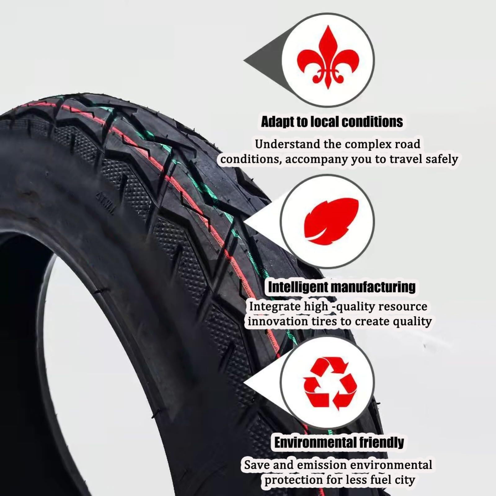 3,50-10 14 x 3,5 Zoll Tubeless-Reifen, durchtrittsicherer Reifen, explosionsgeschützt, 8 PR, maximale Belastung 195 kg, Offroad-Reifen, rutschfest, für Motorrad/Scooter mit gebogenem Wasserhahn, 51J