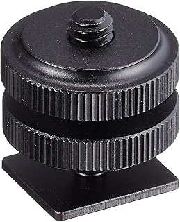 EWINNER Camera Hot Shoe Mount 1/4" Mounting Screw Tripod Digital Camera Hot Shoe Adapter Threaded Flash SLR Camera Adapter Converter/1/4" Double-Layer Screw (Black)