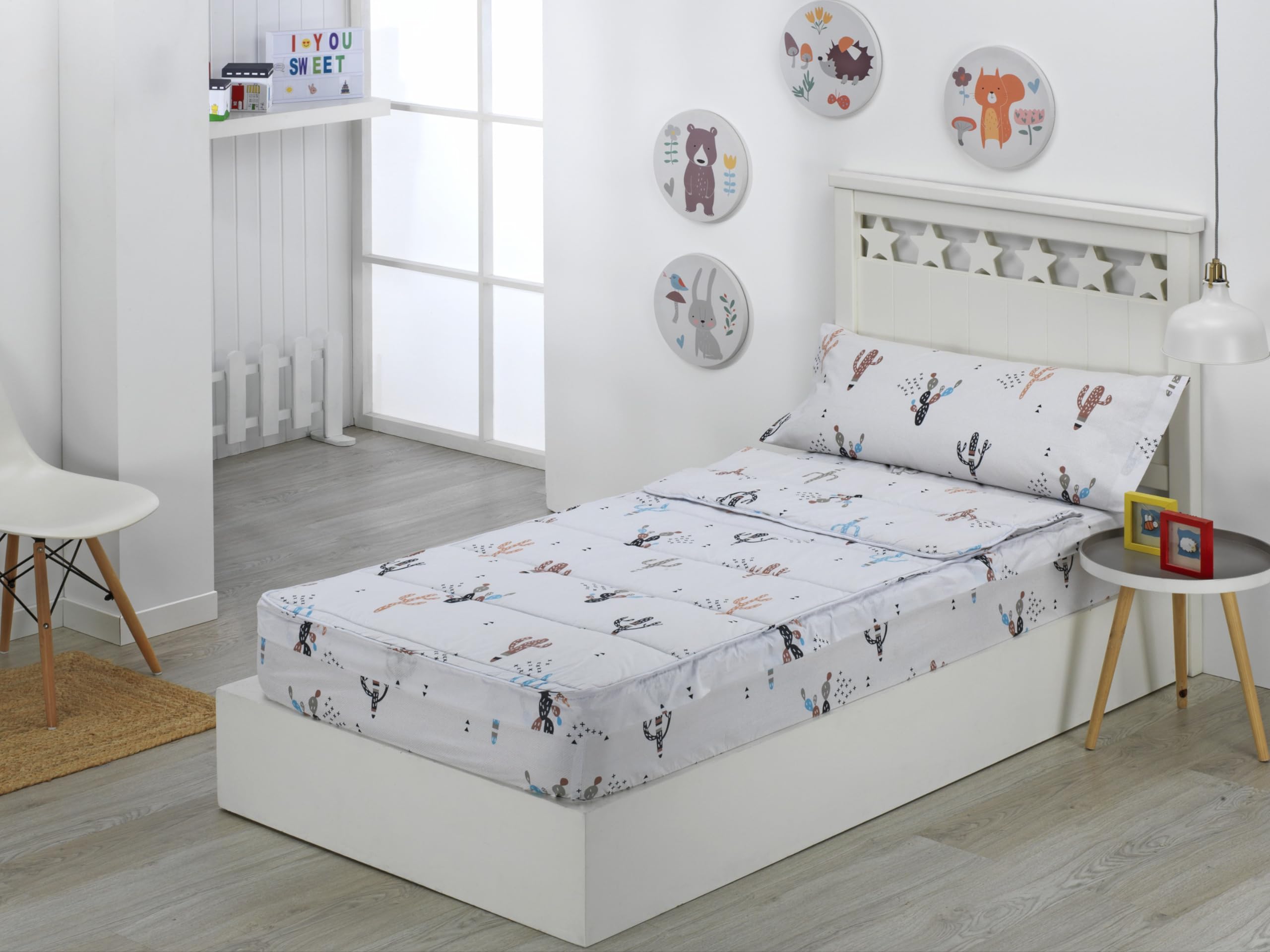 DHESTIA HOME - Saco Nórdico con Cremallera Edredón Ajustable Cama Infantil Cactus - Color ÚNICO, Talla Cama 90
