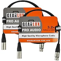 Vista 1 de Gearlux, cable de micrófono XLR, completamente balanceado, macho a hembra, 3.2 pies - paquete de 2