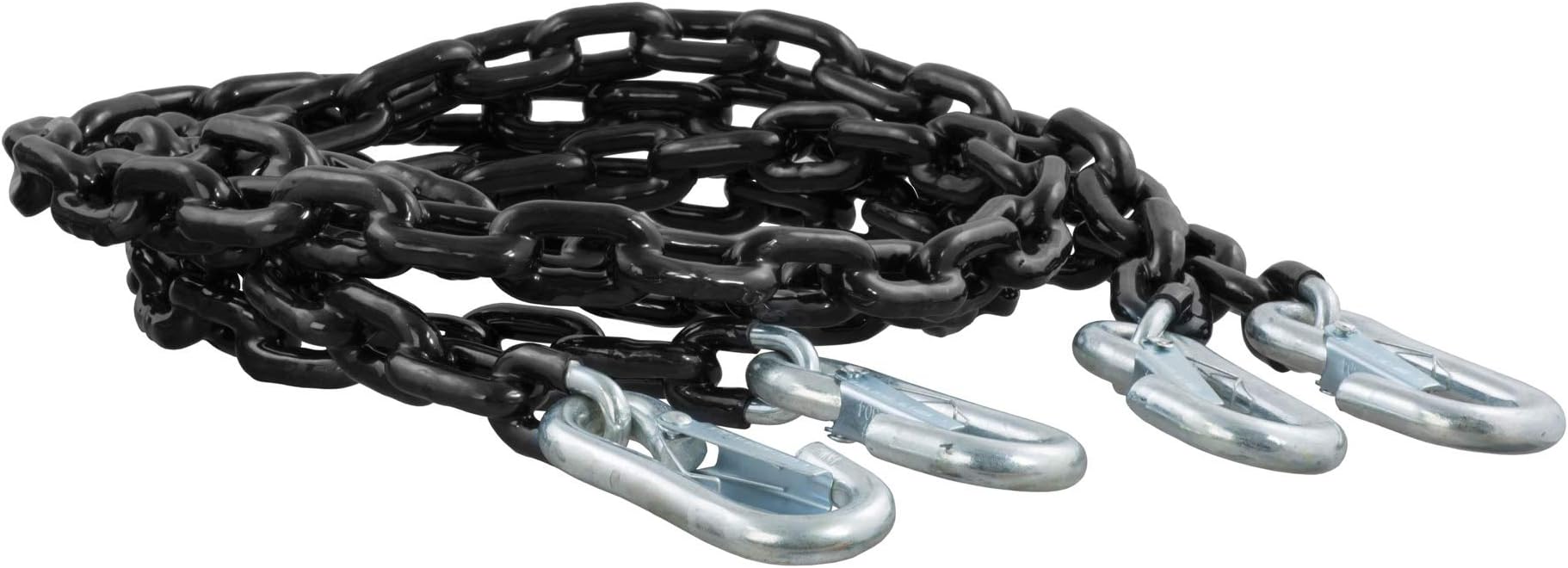 CURT 19749 60-Inch Vinyl-Coated Trailer Safety Chains with 7/16-In Snap Hooks, 5,000 lbs Break Strength, 2-Pack, BLACK VINYL