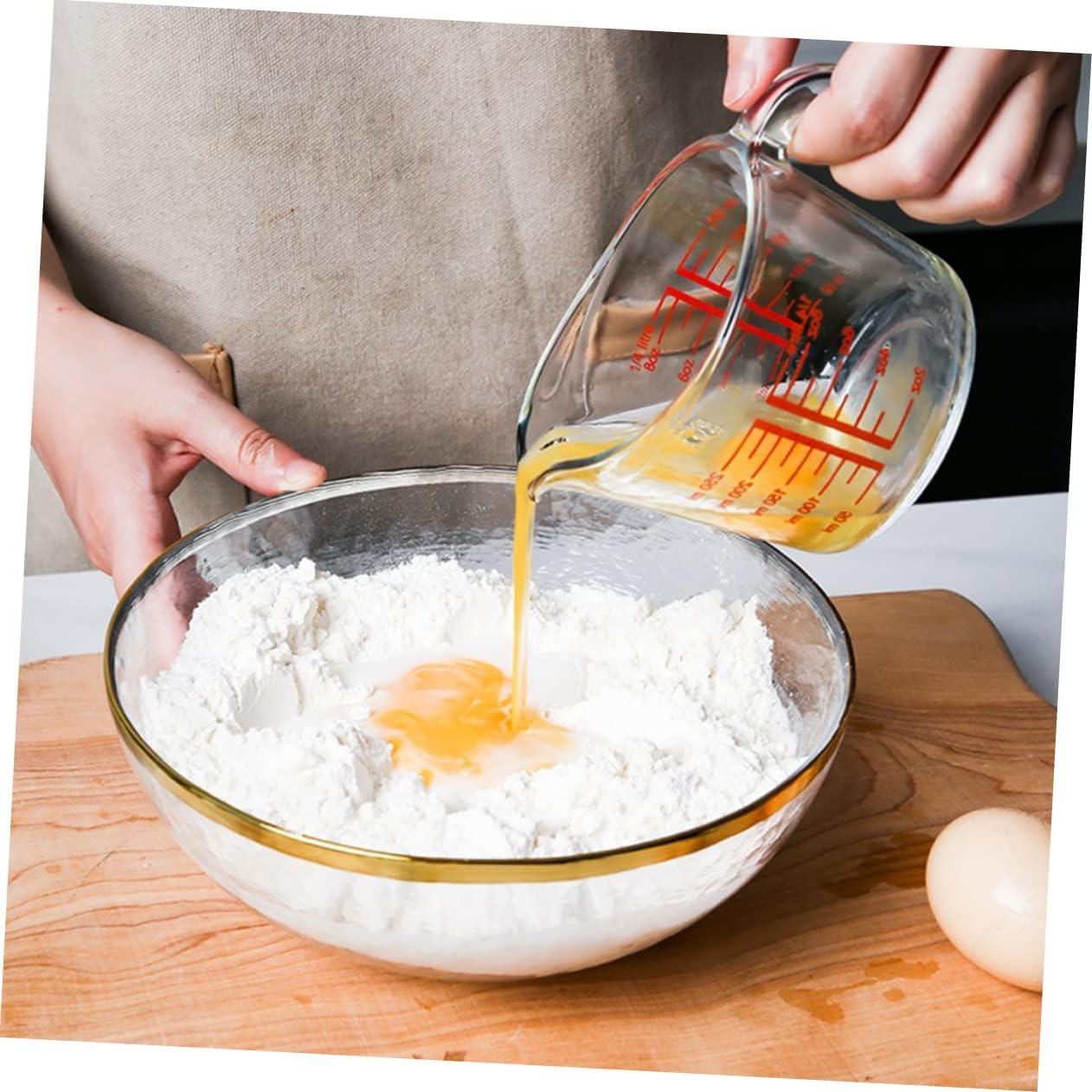 ULTECHNOVO Thermal Resistant Glass Measuring Cup Scale Heat-Resistant Kitchen Measuring Tool 1L Capacity for Cooking and Baking