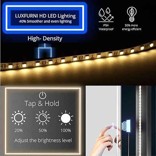 Miniatura 3 de LUXFURNI Espejo de longitud completa de 63 x 20 pulgadas con luces, espejo de cuerpo completo con 22 bombillas LED, espejo grande de pie, espejo de