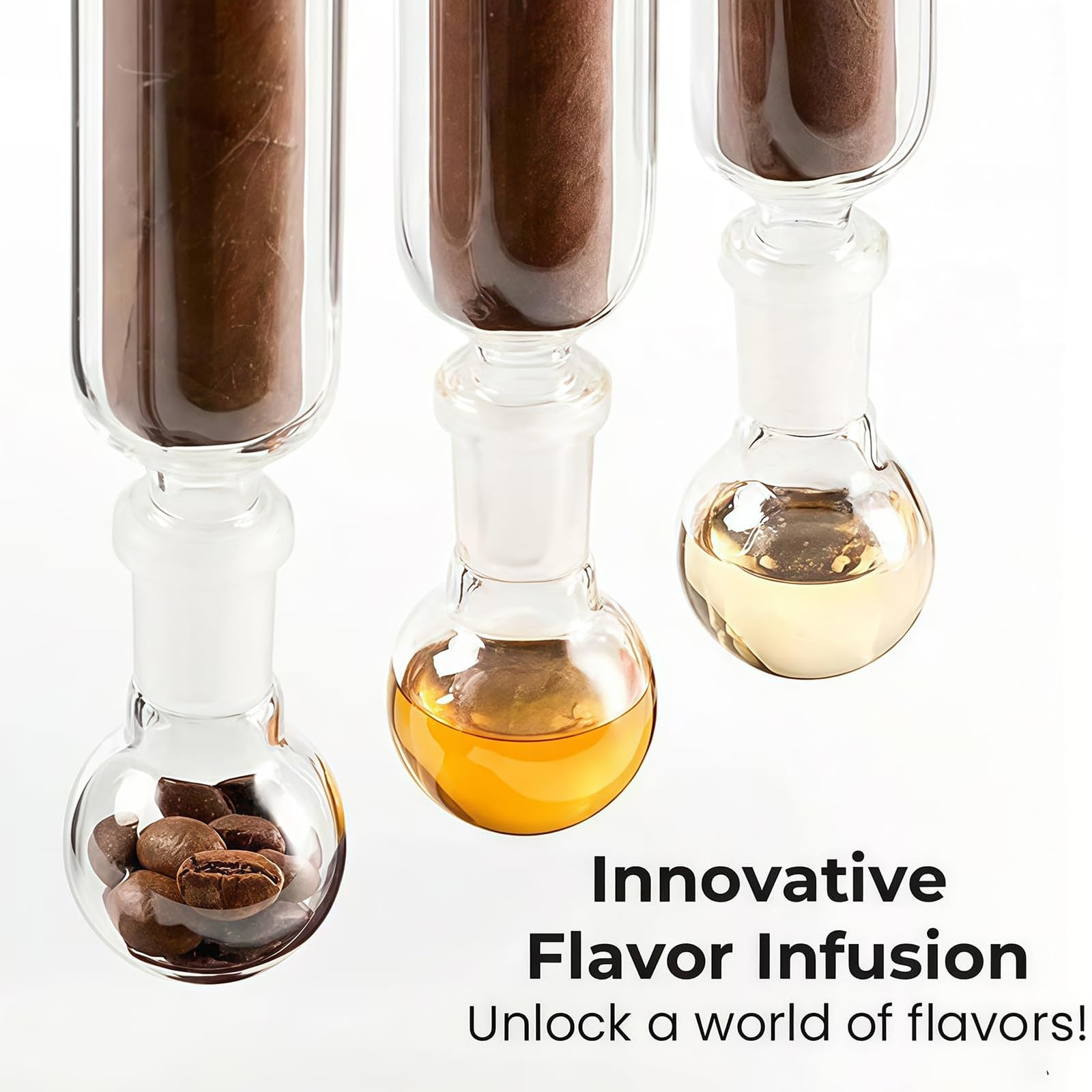 Humidificador de inyector de sabor a cigarro, pantalla de aromaterapia hecha a mano con termómetro e higrómetro, kit de humidificador de tubo de vidrio con infusor de cigarro, base de Padauk