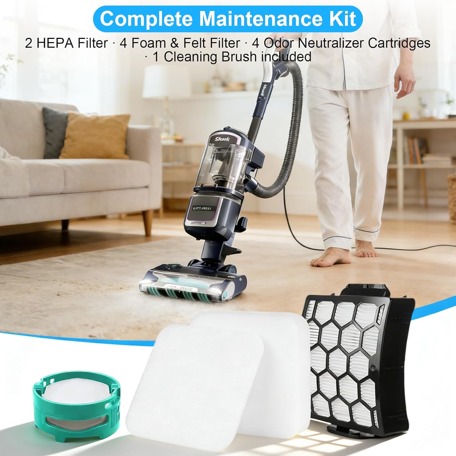 LA802 LA702 Filter for Shark Lift-Away Upright Vacuum LA742, LA802, LA702, LA555, LA701, LA700, LA486 Vacuum, 2 HEPA Filters, 4 Foam & Felt, 4 Odor Neutralizer Cartridge