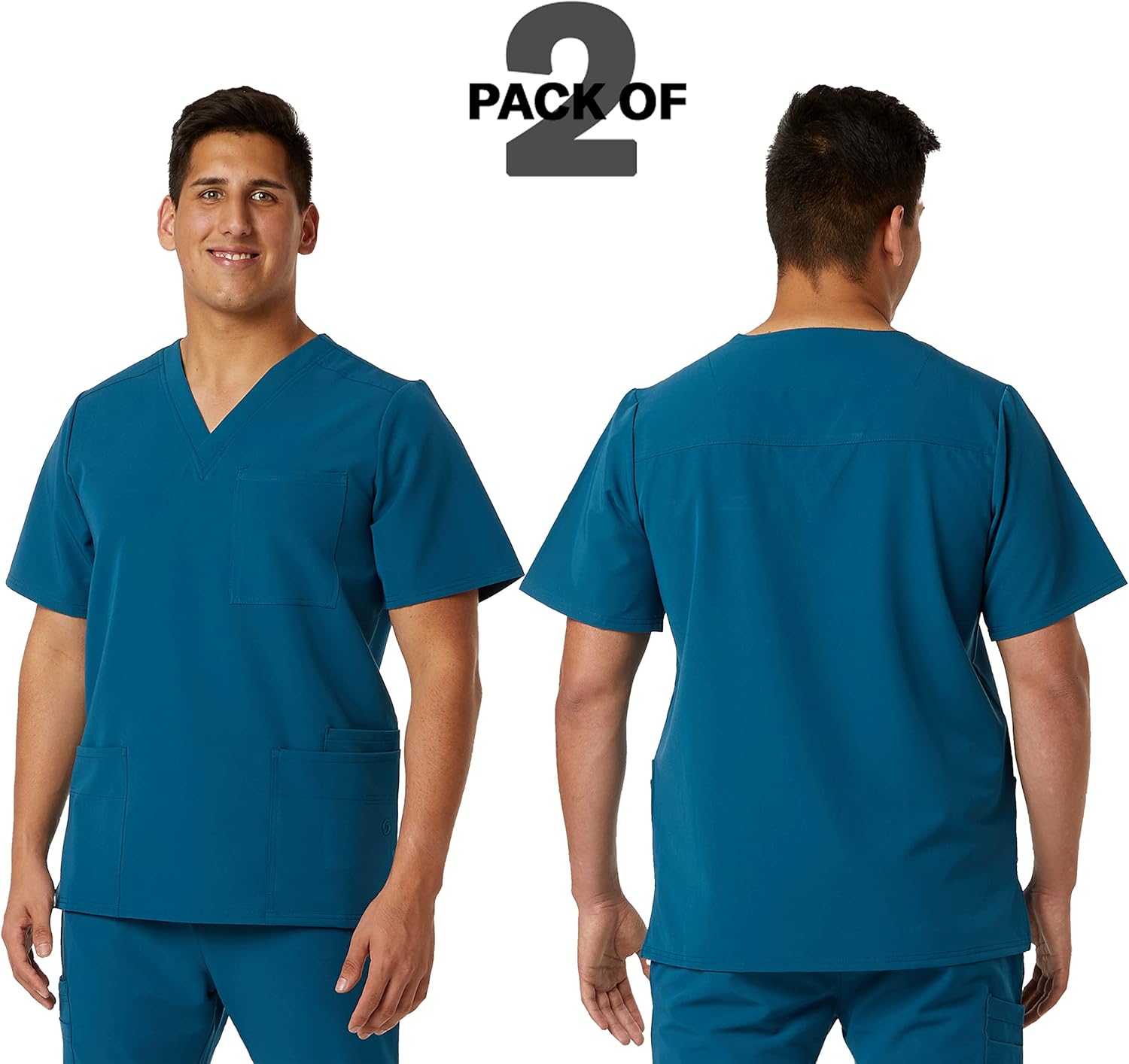 SPECTRUM UNIFORMS Wynd Men's Scrub Top Medical Uniform V-Neck Ideal for Professional Work Wear Doctor Coat - Pack of 2