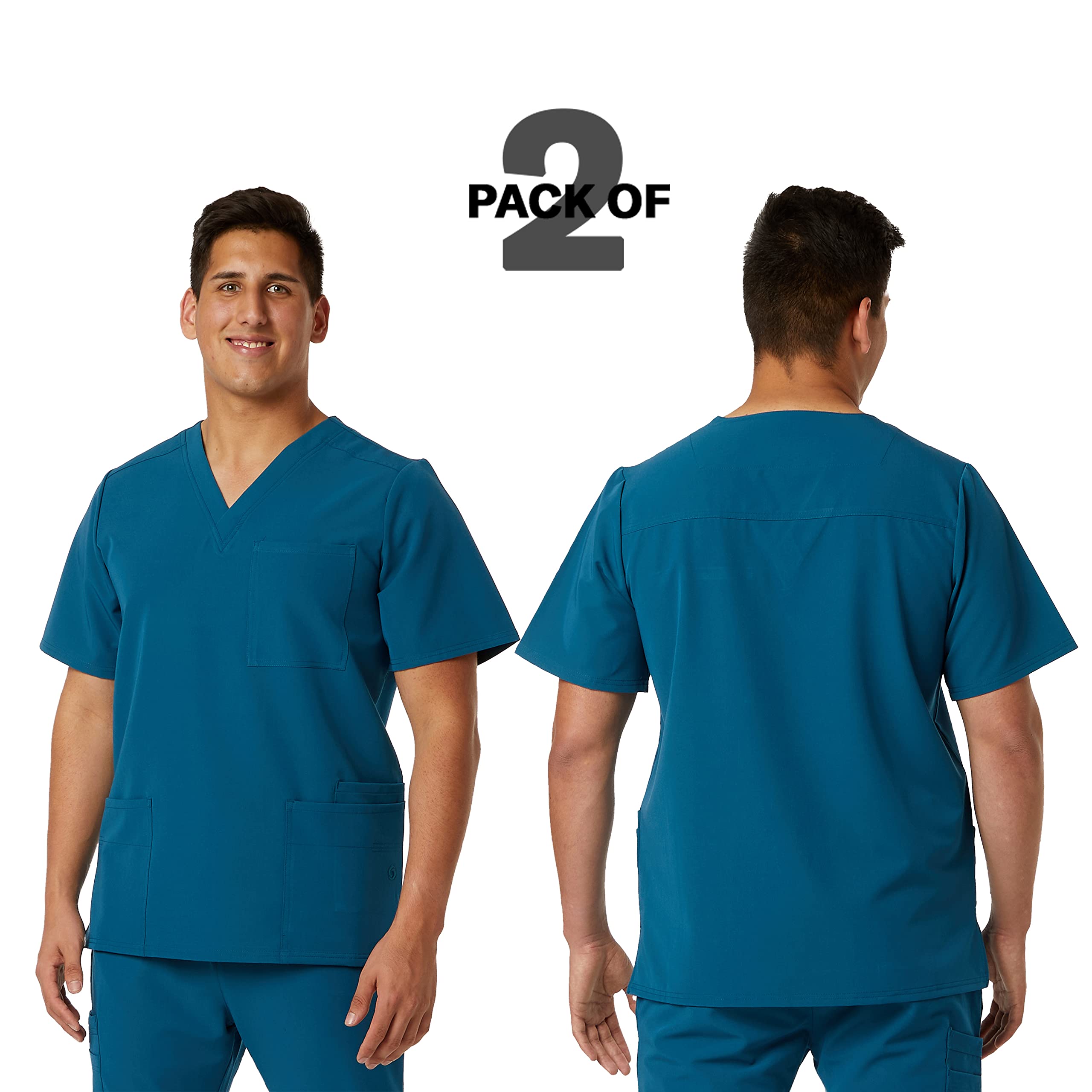 SPECTRUM UNIFORMS Wynd Men's Scrub Top Medical Uniform V-Neck Soft Fabric, Outfit Ideal for Men at Hospital Workspace, Medical Practice, and Professionals - Pack of 2