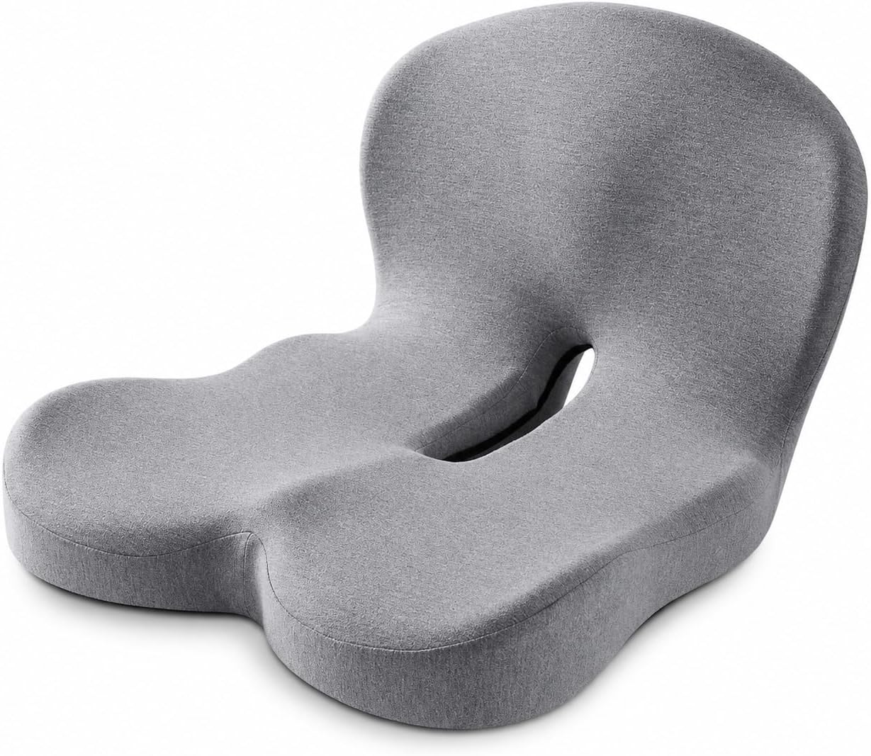 Orthopedic Memory Foam Car Seat Cushion for Sciatica & Back Pain Relief - Ergonomic Non-Slip Office Chair Cushion & Car Cushions for Long Driving with Lumbar Support, Universal Fit (Grey)