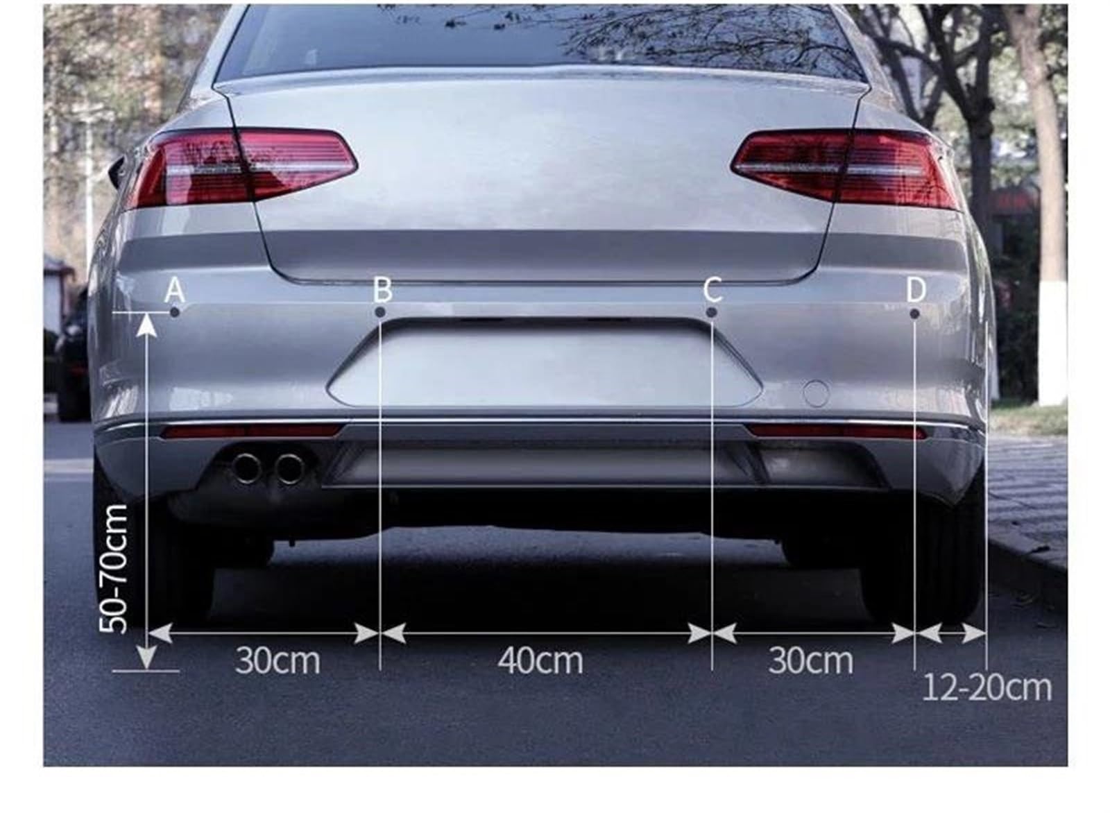 Samochodowy system czujnika cofania parkowania, podświetlenie monitora parktronic, zestaw wyświetlacza, asystent detektora zapasowego, 4 sondy, złącze czujnika parkowania (białe czujniki) (czarne