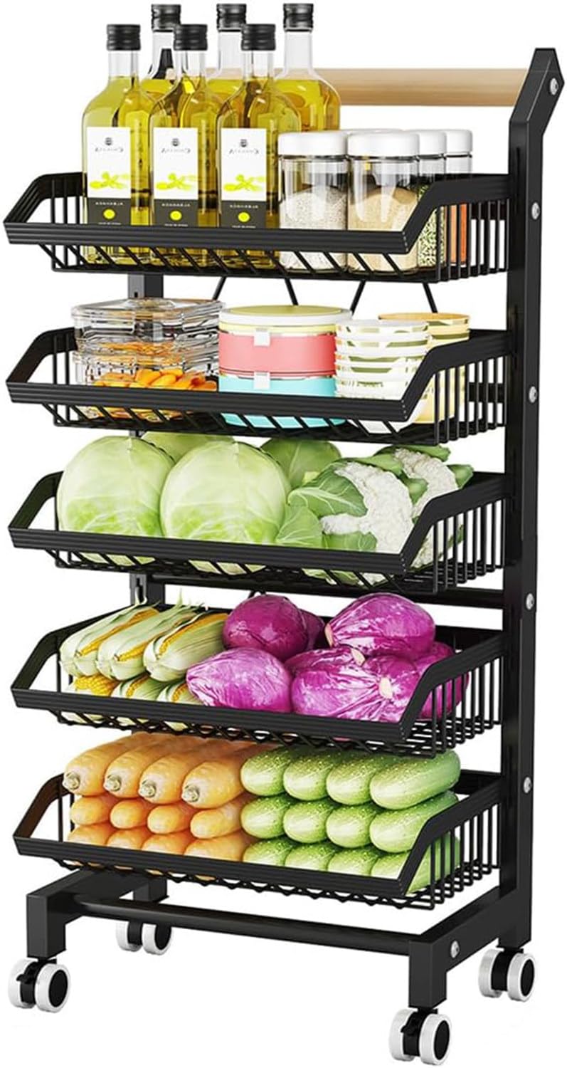 Carrito de aperitivos de 5 niveles para una cocina organizada y moderna