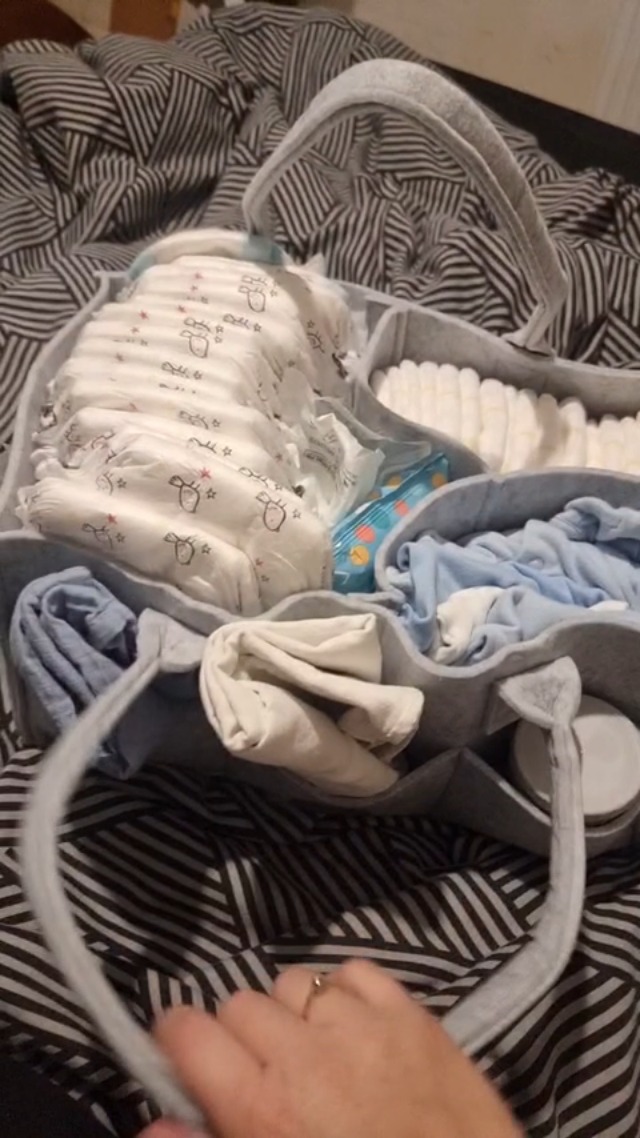 Organizzatore Per Pannolini PandaEar | Cesto Portatile Con Tasche - Grigio
