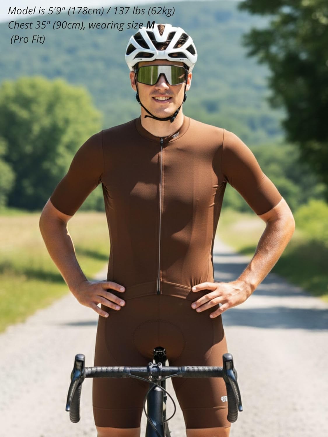 Wulibike Men's Cycling Jersey Short Sleeve - Slim Fit - Breathable Bike Shirt for Lean & Lightweight Cyclists (Runs Small)