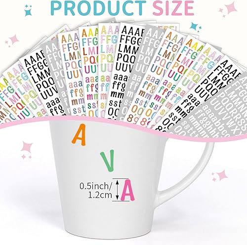 Miniatura 2 de LGZJBN - 15 hojas de letras de números coloridas, calcomanías del alfabeto, letras autoadhesivas del alfabeto, calcomanías de vinilo del alfabeto,
