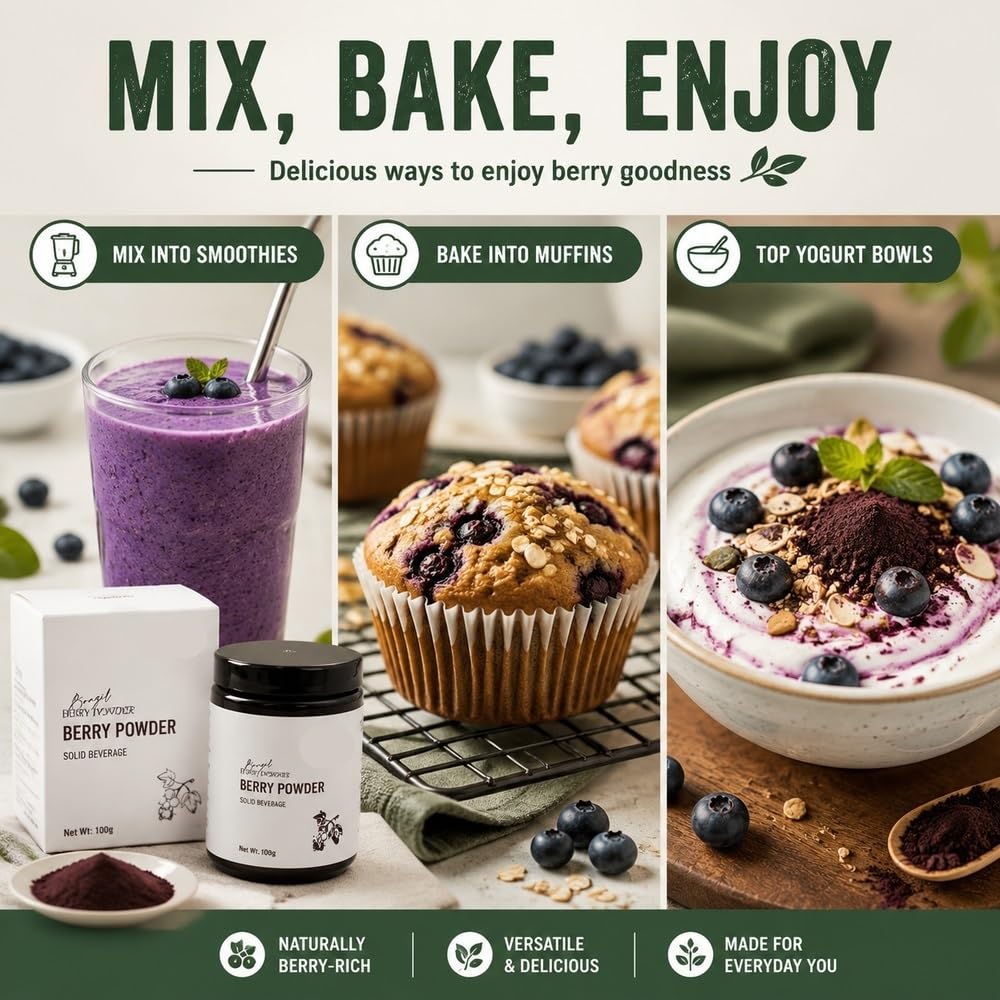 Polvere di bacche di Acai liofilizzate, lattina da 100 g | Polvere di Acai finemente macinata, si scioglie bene, versatile for bevande e dolci