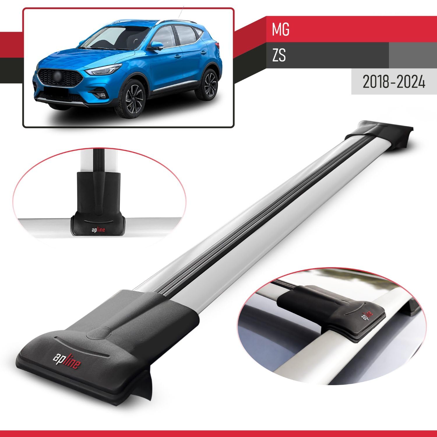 Compatibile con MG ZS 2018-2024 FLY Model Barre Tetto Portapacchi Auto Barre Portatutto Grigo Alluminio 2 Barre