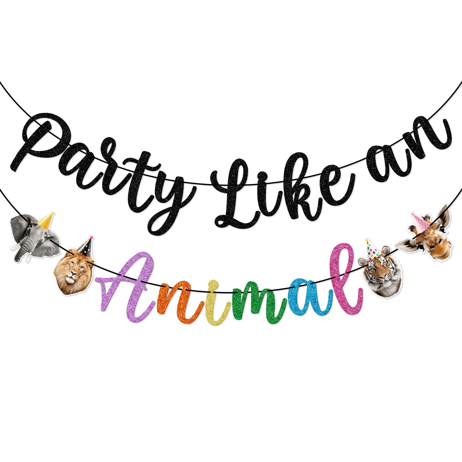 Firefairy Safari Animal Birthday Banner, Jungle Theme Party Decor