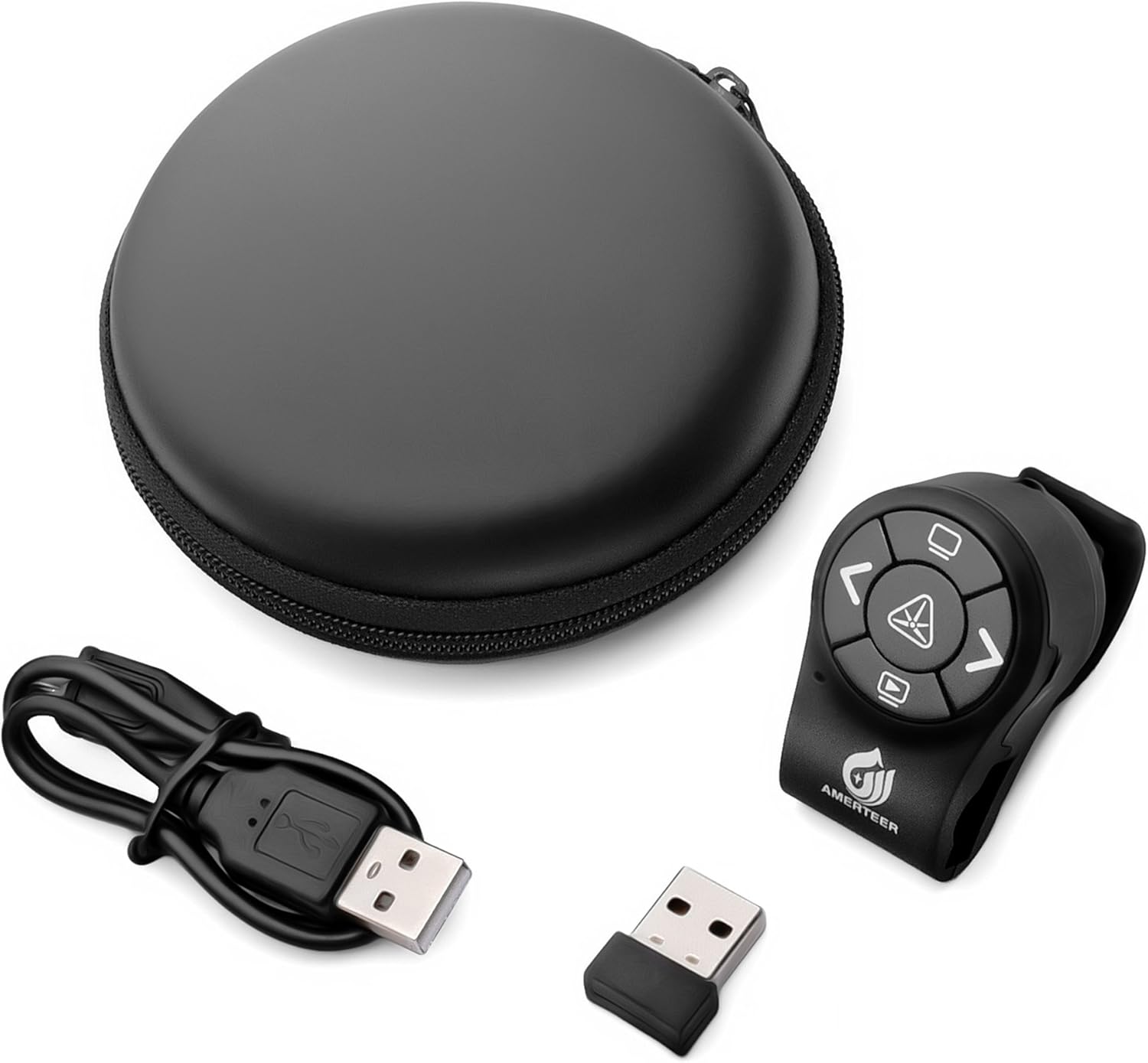 AMERTEER Wireless Presenter RF 2.4GHz Presentation Laser Pointer Finger Ring Remote PowerPoint PPT Slides Clicker Pen Rechargeable : Office Products