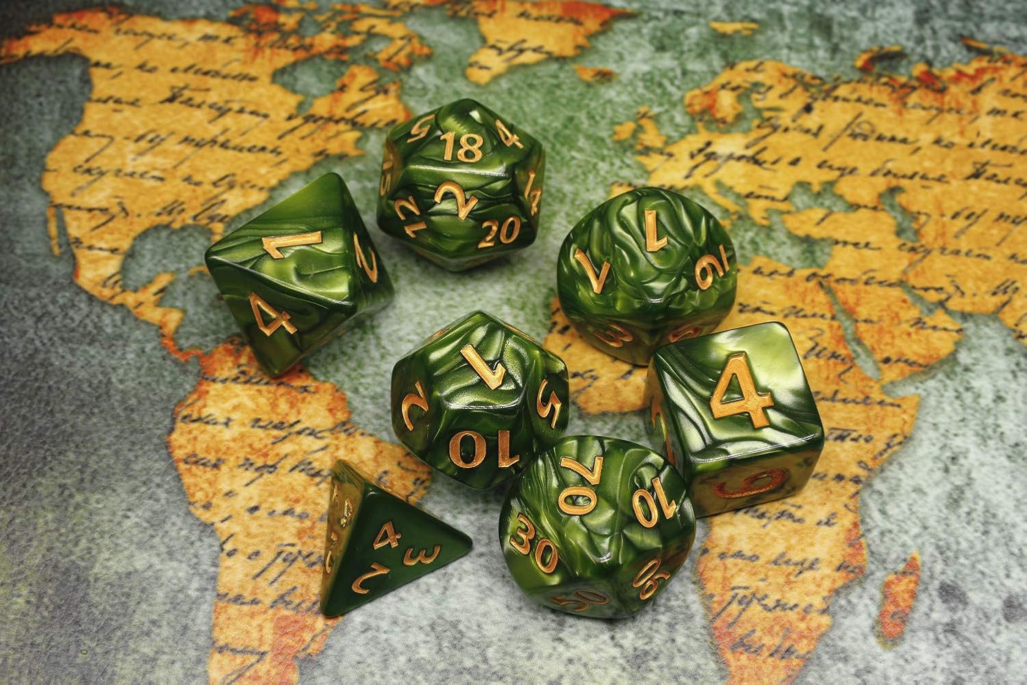 Dice- DND Polyhedral Dice Set 25mm Giant Dice for Dungeons and Dragons D&D Pathfinder RPG MTG Role Playing Dice with Dice Bag (Green) image 5