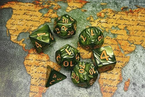 Miniatura 5 de Dados - Juego de dados DND poliédricos de 25 mm, dados gigantes para mazmorras y dragones D&D Pathfinder RPG MTG con bolsa de dados (verde)