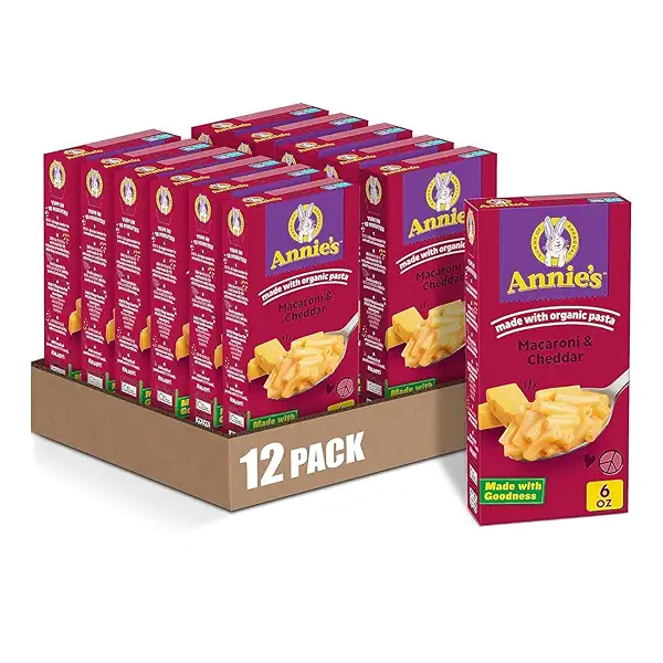 Annie's Macaroni and Cheddar, Reduced Sodium, Made with Organic Pasta, 6 oz (Pack of 12) 1