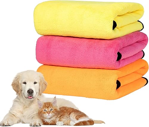 Miniatura 8 de MICOOYO 3 toallas para perros para secar, toallas superabsorbentes para el aseo de mascotas, toallas de baño de secado rápido para cachorros y gatos